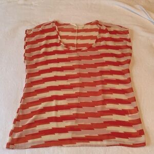 Peaches & Cream brand sheer summer blouse with cap Sleeves